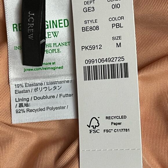 J. Crew Ribbed High Rise Cheeky Bikini Bottom in Light Pink Size M NWT - Picture 6 of 8